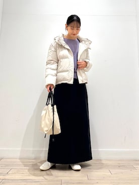 「冬の差し色コーデ」｜amiさん（レディース・160cm）の冬コーディネート