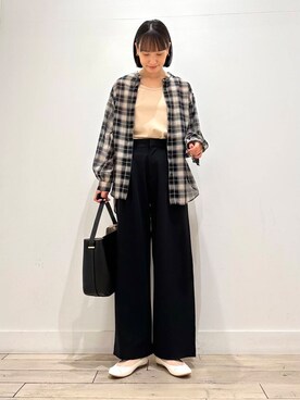 「RODE SKO（ロデスコ）のワンハンドル3WAYバッグ（ハンドバッグ）」を使った、amiさん（レディース・160cm）の秋コーディネート