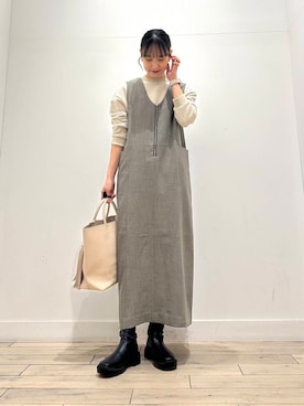 「アイテム（ヘアゴム）」を使った、amiさん（レディース・160cm）の冬コーディネート