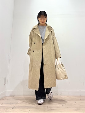 「アイテム（トレンチコート、ベージュ系）」を使った、amiさん（レディース・160cm）の秋コーディネート