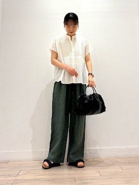 「URBAN RESEARCH DOORS（アーバンリサーチドアーズ）のリネンイージーパンツ（その他パンツ）」を使った、amiさん（レディース・160cm）の夏コーディネート