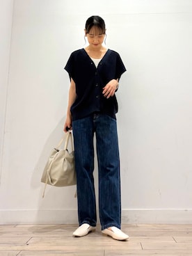 「アイテム（イヤリング、ゴールド系）」を使った、amiさん（レディース・160cm）の夏コーディネート