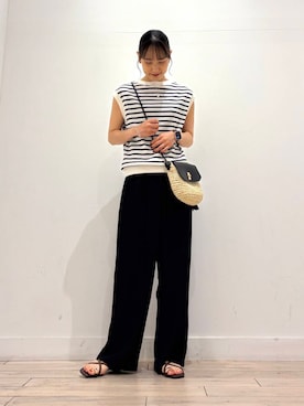 「URBAN RESEARCH DOORS（アーバンリサーチドアーズ）の『UVカット/接触冷感/吸水速乾』ドライタッチリラックスパンツ（その他パンツ）」を使った、amiさん（レディース・160cm）の夏コーディネート