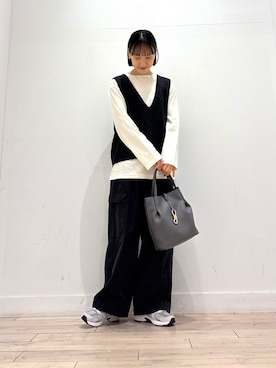 「アイテム（トートバッグ）」を使った、amiさん（レディース・160cm・30代）の秋コーディネート