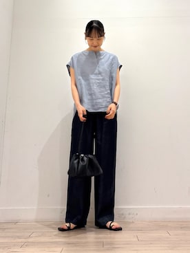 「URBAN RESEARCH DOORS（アーバンリサーチドアーズ）のメタルリングフラットサンダル | トング/ぺたんこ/軽量/きれいめ/カジュアル/夏（サンダル）」を使った、amiさん（レディース・160cm）の夏コーディネート