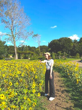 「Adoon plain（アドーンプレーン）のアイテム（パンツ）」を使った、mai.さん（レディース・156cm）の夏コーディネート