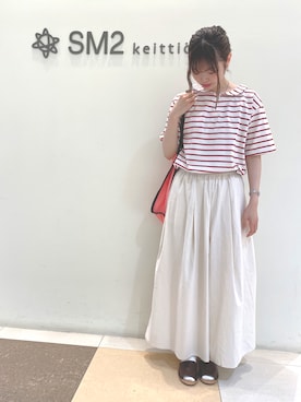 「Samansa Mos2（サマンサ モスモス）のセパレートサンダル（サンダル）」を使った、ハツネさん（レディース・159cm）の夏コーディネート