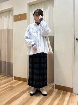「Samansa Mos2 blue（サマンサモスモスブルー）のアイテム（トップス）」を使った、ハツネさん（レディース・159cm・20代）の秋コーディネート