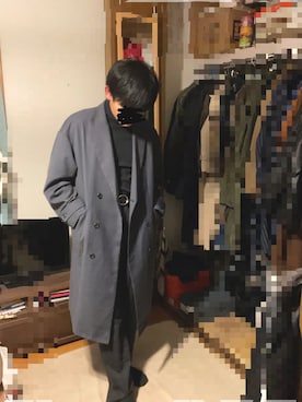 「CASPER JOHN（キャスパージョン）のアイテム（チェスターコート）」を使った、ヒルネムさん（メンズ・172cm）の春コーディネート