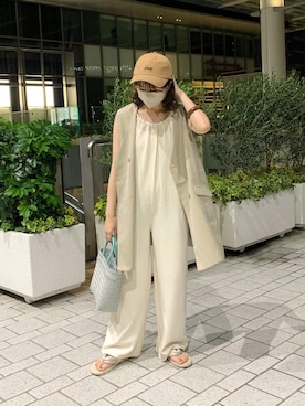 「ベストコーデ」｜「アイテム（オールインワン・サロペット）」を使った、okapiiiさん（レディース・153cm）の夏コーディネート