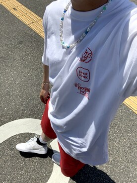 「the network businessのアイテム（Tシャツ/カットソー、ホワイト系）」を使った、ひのしんさん（メンズ・161cm）の夏コーディネート