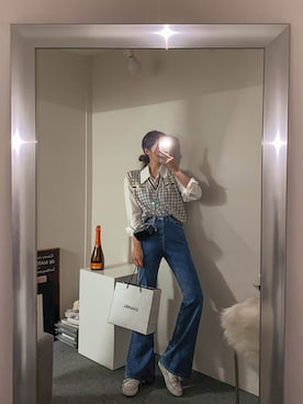 「配色」｜「アイテム（その他）」を使った、maybinsさん（レディース・163cm）の冬コーディネート