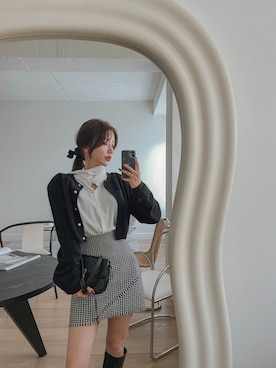 「skirt」｜「アイテム（ジャケット/アウター）」を使った、maybinsさん（レディース・163cm）の秋コーディネート