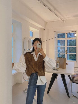 「knit vest」｜maybinsさん（レディース・163cm）の秋コーディネート