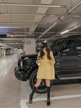 「yellow」｜「アイテム（キャップ）」を使った、maybinsさん（レディース・163cm）の秋コーディネート