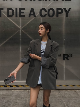 「カッコイイ女子」｜「アイテム（ジャケット/アウター）」を使った、maybinsさん（レディース・163cm）の夏コーディネート
