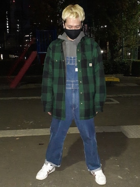 「アイテム（オールインワン・サロペット）」を使った、masaogiさん（メンズ・177cm）の秋コーディネート