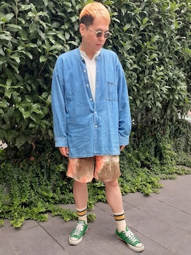 「H&M（エイチ・アンド・エム）のアイテム（Tシャツ/カットソー、ホワイト系）」を使った、masaogiさん（メンズ・177cm）の秋コーディネート