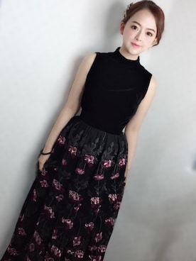 「Marjorie（マージョリー）のアイテム（无袖连衣裙、ブラック系）」を使った、Rabbyさん（レディース・161cm）の夏コーディネート