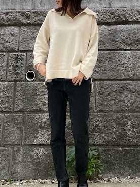 「ニット/セーター」｜「アイテム（アクセサリー）」を使った、Misaoさん（レディース・165cm）の秋コーディネート