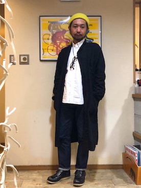 「白シャツ×デニム」｜「アイテム（ジャケット/アウター）」を使った、UNOさん（メンズ・170cm）の秋コーディネート