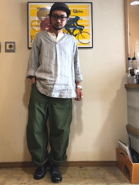 「NORIEI（ノリエイ）のアイテム」を使った、UNOさん（メンズ・170cm）の秋コーディネート