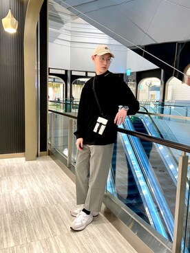 「plain-me（プレインミー）のアイテム（スラックス）」を使った、byronnnnさん（メンズ・184cm）の秋コーディネート