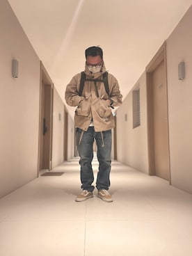 「VISVIM（ビズビム）のアイテム（パンツ）」を使った、polozaiさん（メンズ・164cm）の冬コーディネート