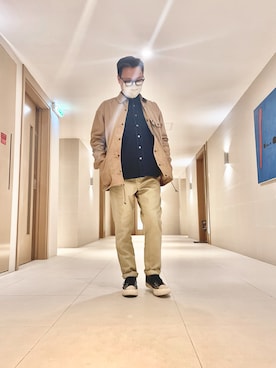 「and wander（アンドワンダー）のアイテム（トップス）」を使った、polozaiさん（メンズ・164cm）の春コーディネート
