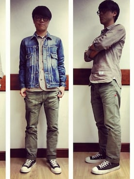 「VISVIM（ビズビム）のアイテム（デニムジャケット）」を使った、polozaiさん（メンズ・164cm）の秋コーディネート
