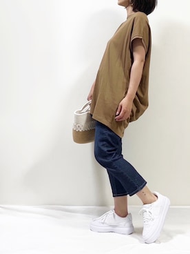 「アイテム（かごバッグ）」を使った、ME...さん（レディース・156cm）の夏コーディネート