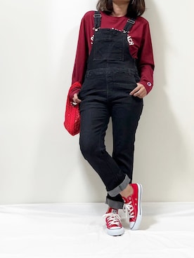 「tiptop（ティップトップ）のアイテム（オールインワン・サロペット）」を使った、ME...さん（レディース・156cm）の秋コーディネート