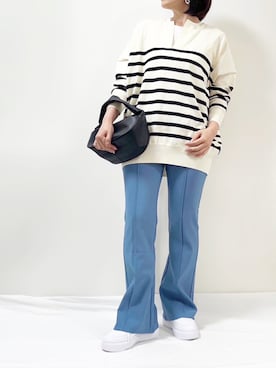 「UNIQLO U」｜「アイテム（スラックス）」を使った、ME...さん（レディース・156cm）の春コーディネート