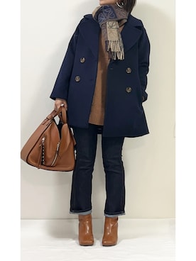 「TORY BURCH（トリーバーチ）のアイテム（パンツ）」を使った、ME...さん（レディース・156cm）の冬コーディネート