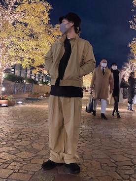 「韓国好きな人と繋がりたい」｜「アイテム（ブルゾン）」を使った、akihairdesinerさん（メンズ・171cm）の冬コーディネート