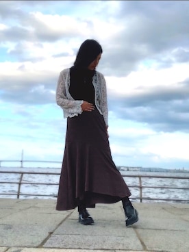 「archives（アルシーヴ）のアイテム（スカート）」を使った、mocaさん（レディース・163cm）の秋コーディネート