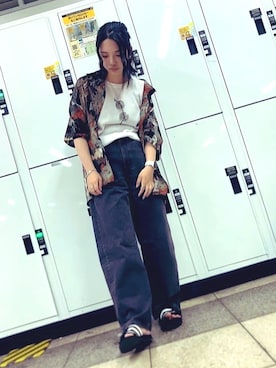 「アイテム（サンダル）」を使った、mocaさん（レディース・163cm）の秋コーディネート