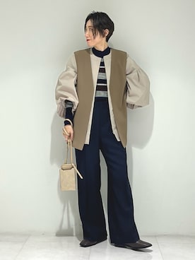 「ジレ」｜「アイテム（ブルゾン）」を使った、kotakiさん（レディース・158cm）の秋コーディネート