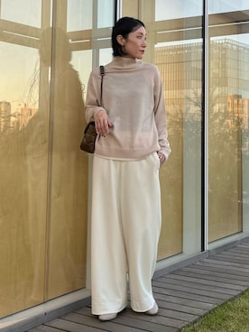 「アイテム（ノーカラーコート、ベージュ系）」を使った、kotakiさん（レディース・158cm）の秋コーディネート