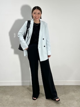 「アイテム（スーツジャケット、グリーン系）」を使った、kotakiさん（レディース・158cm）の冬コーディネート