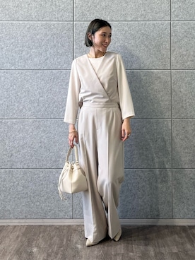 「アイテム（サロペット/オーバーオール、ベージュ系）」を使った、kotakiさん（レディース・158cm）の冬コーディネート
