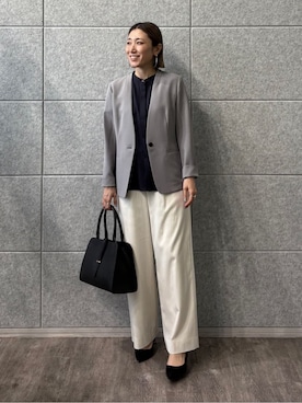「アイテム（スーツジャケット、グレー系）」を使った、kotakiさん（レディース・158cm）の春コーディネート