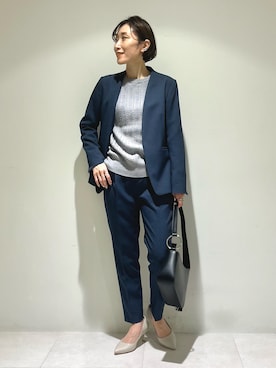 「ケーブルニット」｜「アイテム（フォーマルスーツ/小物）」を使った、kotakiさん（レディース・158cm）の秋コーディネート