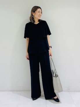 「INDIVI（インディヴィ）の【着る日傘】シフォンドッキングブラウス（シャツ/ブラウス、ブルー系）」を使った、kotakiさん（レディース・158cm）の春コーディネート