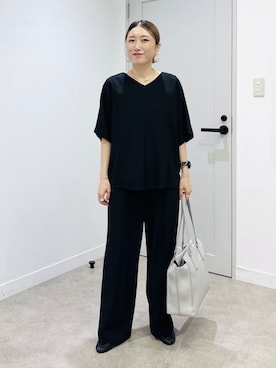 「INDIVI（インディヴィ）の【着る日傘】ドルマントップス（シャツ/ブラウス、ブラック系）」を使った、kotakiさん（レディース・158cm）の夏コーディネート