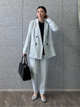 「アイテム（スーツジャケット、グリーン系）」を使った、kotakiさん（レディース・158cm）の冬コーディネート
