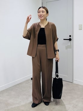 「INDIVI（インディヴィ）の【着る日傘】ドルマンフォルムブルゾン（ブルゾン、ブラウン系）」を使った、kotakiさん（レディース・158cm）の夏コーディネート