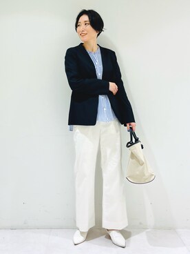 「カラー×コーデ」｜「アイテム（スーツジャケット）」を使った、kotakiさん（レディース・158cm）の夏コーディネート