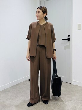 「INDIVI（インディヴィ）の【着る日傘】ドルマンフォルムブルゾン（ブルゾン、ブラウン系）」を使った、kotakiさん（レディース・158cm）の夏コーディネート