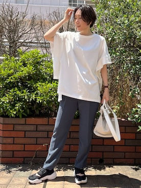 「アイテム（スーツパンツ、グリーン系）」を使った、kotakiさん（レディース・158cm）の夏コーディネート